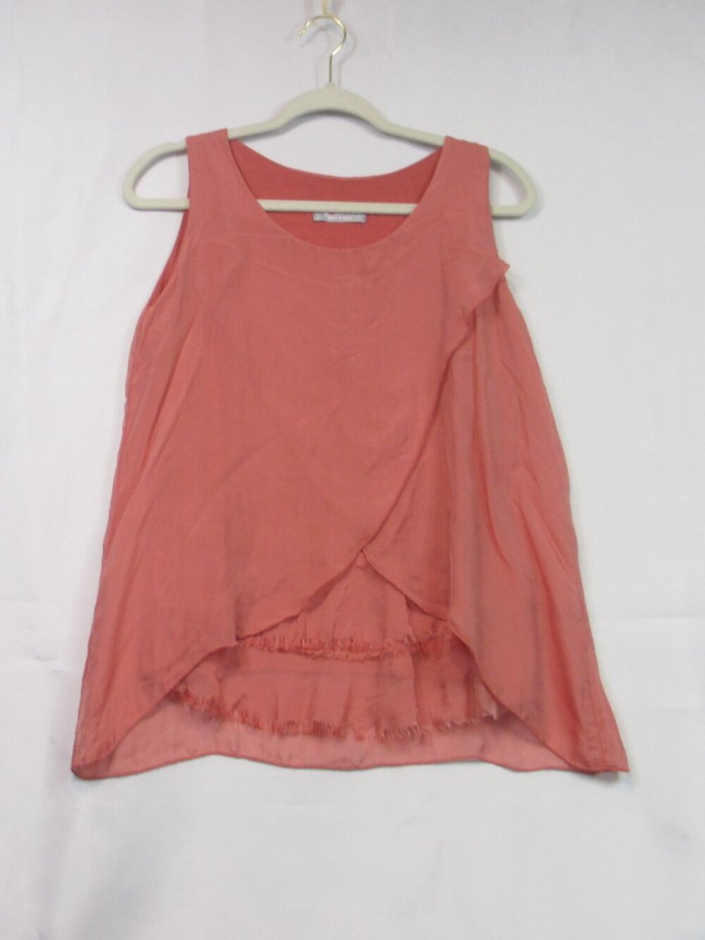 Tina Stephens Terracotta Silk Blend Tank Top‎ Raw Edge Hem Italian Luxury O/S